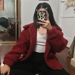 ✨ red teddy jacket! ✨